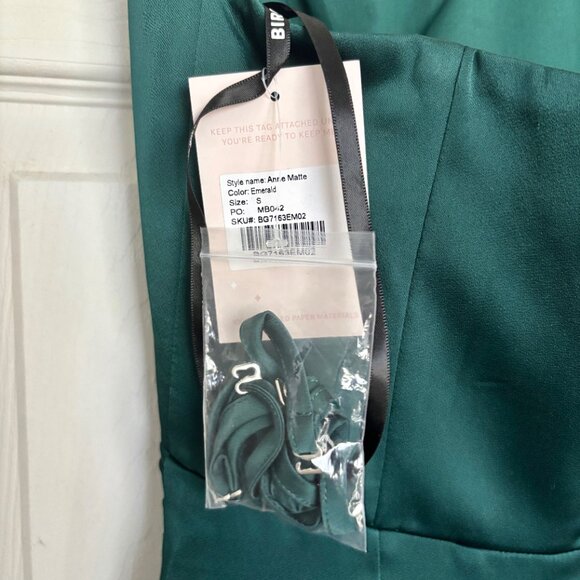 NWT Birdy Grey Anne Dress Matte Satin Emerald Green Bridesmaid Wedding Small - Picture 12 of 13